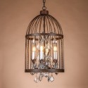 Retro / Vintage Metal 4 Light Birdcage Pendant Light