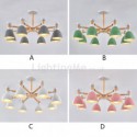 Nordic Macaron Pendant Light Creative Wood Chandelier Study Living Room