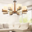 Nordic Wood Pendant Light Glass Lampshade Chandelier Living Room Hotel