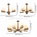 Nordic Wood Pendant Light Glass Lampshade Chandelier Living Room Hotel