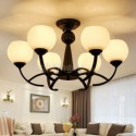 Nordic Iron Pendant Light Glass Lampshade Chandelier Study Bedroom