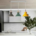 Nordic Macaron Kitchen Island 3-Light Pendant Lighting Simple Iron Arti Three Lights Restaurant Office