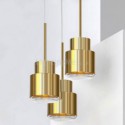 Postmodern Glass Pendant Light Golden Cylinder Lamp Bright Lighting Living Room Restaurant Light