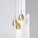 Postmodern Glass Pendant Light Golden Cylinder Lamp Bright Lighting Living Room Restaurant Light