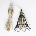 American Pastoral Style Pendant Light Bird Cage Shape Lamp Iron Finish Light Bedroom Lighting