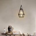 American Pastoral Style Pendant Light Bird Cage Shape Lamp Iron Finish Light Bedroom Lighting