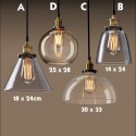 Retro / Vintage Pendant Light with Glass Shade