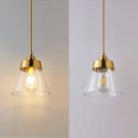 Nordic Retro Pendant Light Glass Shade Home Lighting Brass Holder Lamp Dining Room Bedroom Hallway Light