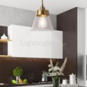 Nordic Retro Pendant Light Glass Shade Home Lighting Brass Holder Lamp Dining Room Bedroom Hallway Light