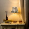 Modern Table Lamp Plaid Fabric Lampshade Table Light