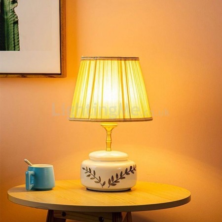 Fabric Table Lamp American Pleated Table Light