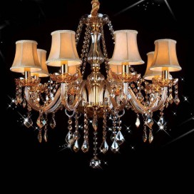 8 Light Amber Modern Candle Style Crystal Chandelier