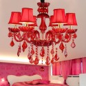 6 Light Red Candle Style Crystal Chandelier