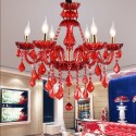 6 Light Red Candle Style Crystal Chandelier