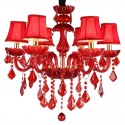 6 Light Red Candle Style Crystal Chandelier