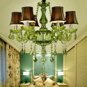 6 Light Green Candle Style Crystal Chandelier