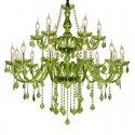 18 Light (12+6) 2 Tiers Green Candle Style Crystal Chandelier