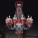 12 Light Red Candle Style Crystal Chandelier