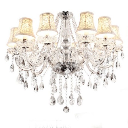 10 Light Clear Modern Candle Style Crystal Chandelier