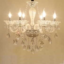 6 Light White Candle Style Crystal Chandelier