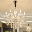 6 Light White Candle Style Crystal Chandelier