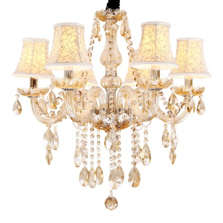 6 Light Cognac Colour Candle Style Crystal Chandelier