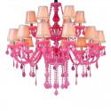 18 Light (12+6) 2 Tiers Pink Kids Room Candle Style Crystal Chandelier