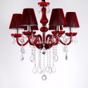 6 Light Red Candle Style Crystal Chandelier