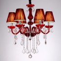 6 Light Red Candle Style Crystal Chandelier