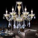 6 Light Bronze Candle Style Crystal Chandelier