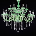 18 Light (12+6) 2 Tiers Green Candle Style Crystal Chandelier