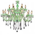 18 Light (12+6) 2 Tiers Green Candle Style Crystal Chandelier