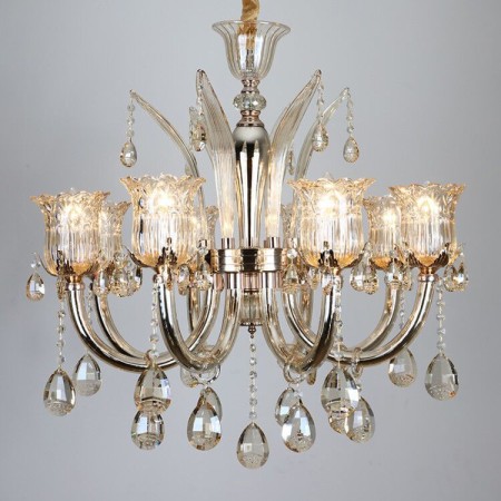 8 Light Silver Candle Style Crystal Chandelier