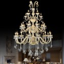 30 Light (15+10+5) 3 Tiers Champagne Candle Style Crystal Chandelier