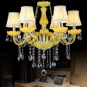 6 Light Yellow Candle Style Crystal Chandelier