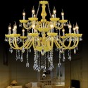 18 Light (12+6) 2 Tiers Yellow Candle Style Crystal Chandelier