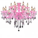 18 Light (12+6) 2 Tiers Pink Kids Room Candle Style Crystal Chandelier