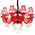 10 Light Red Candle Style Crystal Chandelier