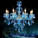 8 Light Blue Candle Style Crystal Chandelier