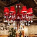 8 Light Red Candle Style Crystal Chandelier