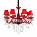 8 Light Red Candle Style Crystal Chandelier