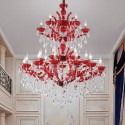 27 Light (14+7+6) 3 Tiers Red Candle Style Crystal Chandelier