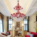 27 Light (14+7+6) 3 Tiers Red Candle Style Crystal Chandelier