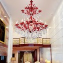 27 Light (14+7+6) 3 Tiers Red Candle Style Crystal Chandelier