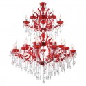 27 Light (14+7+6) 3 Tiers Red Candle Style Crystal Chandelier