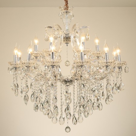 18 Light (12+6) 2 Tiers Clear Candle Style Crystal Chandelier