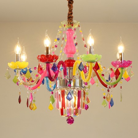 8 Light Multi Colours Candle Style Crystal Chandelier