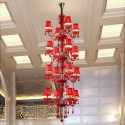 16 Light (4+4+4+4) 4 Tiers Red Candle Style Crystal Chandelier