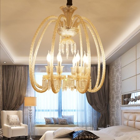 8 Light Cognac Colour Candle Style Crystal Chandelier