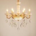 6 Light French Ceramics Gold Zinc Alloy Clear Chandelier